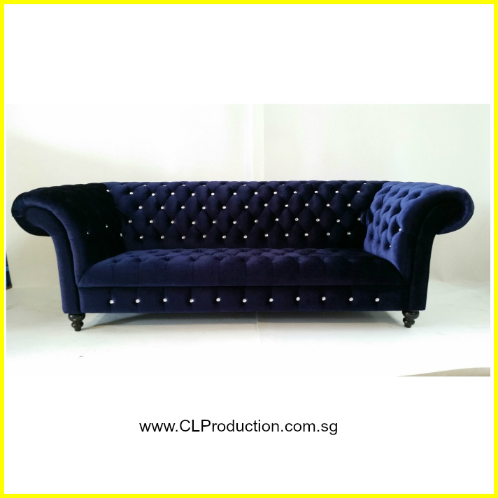 Blue Chesterfield 3 Seater Sofa